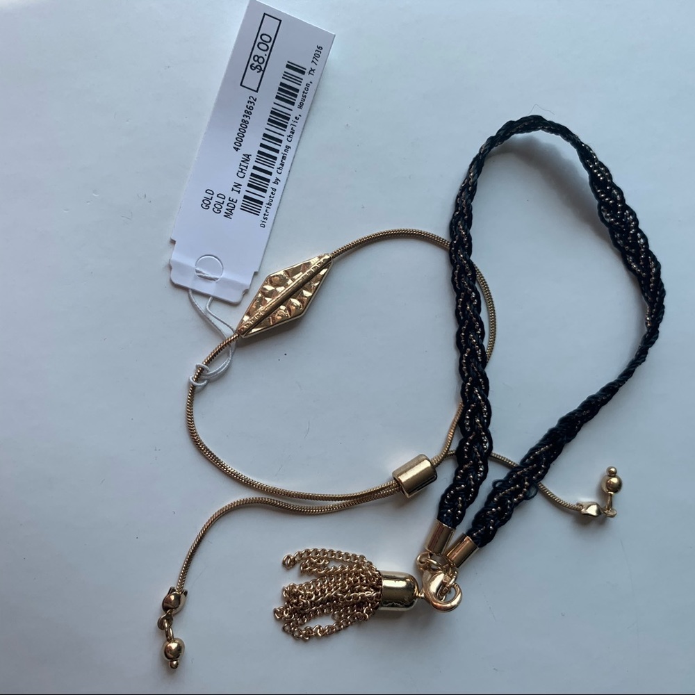 2 Charming Charlie Bracelets | Black & Gold |